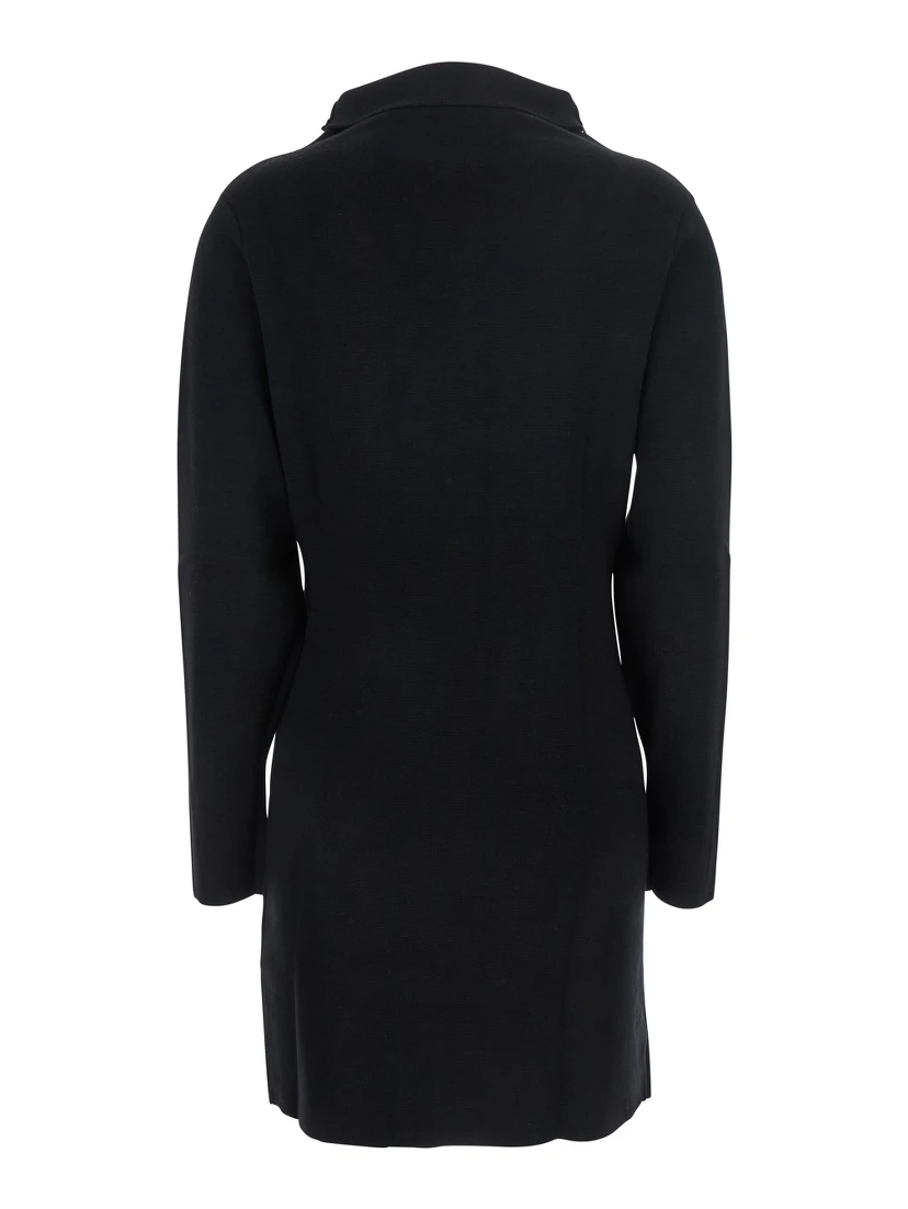 Black Turtleneck Midi Dress in Wool and Cashmere Woman
