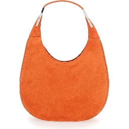 Florence Small Orange Shoulder Bag with Open Top in Suede Woman