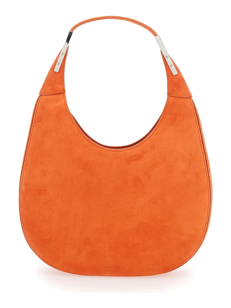 Florence Small Orange Shoulder Bag with Open Top in Suede Woman alternative