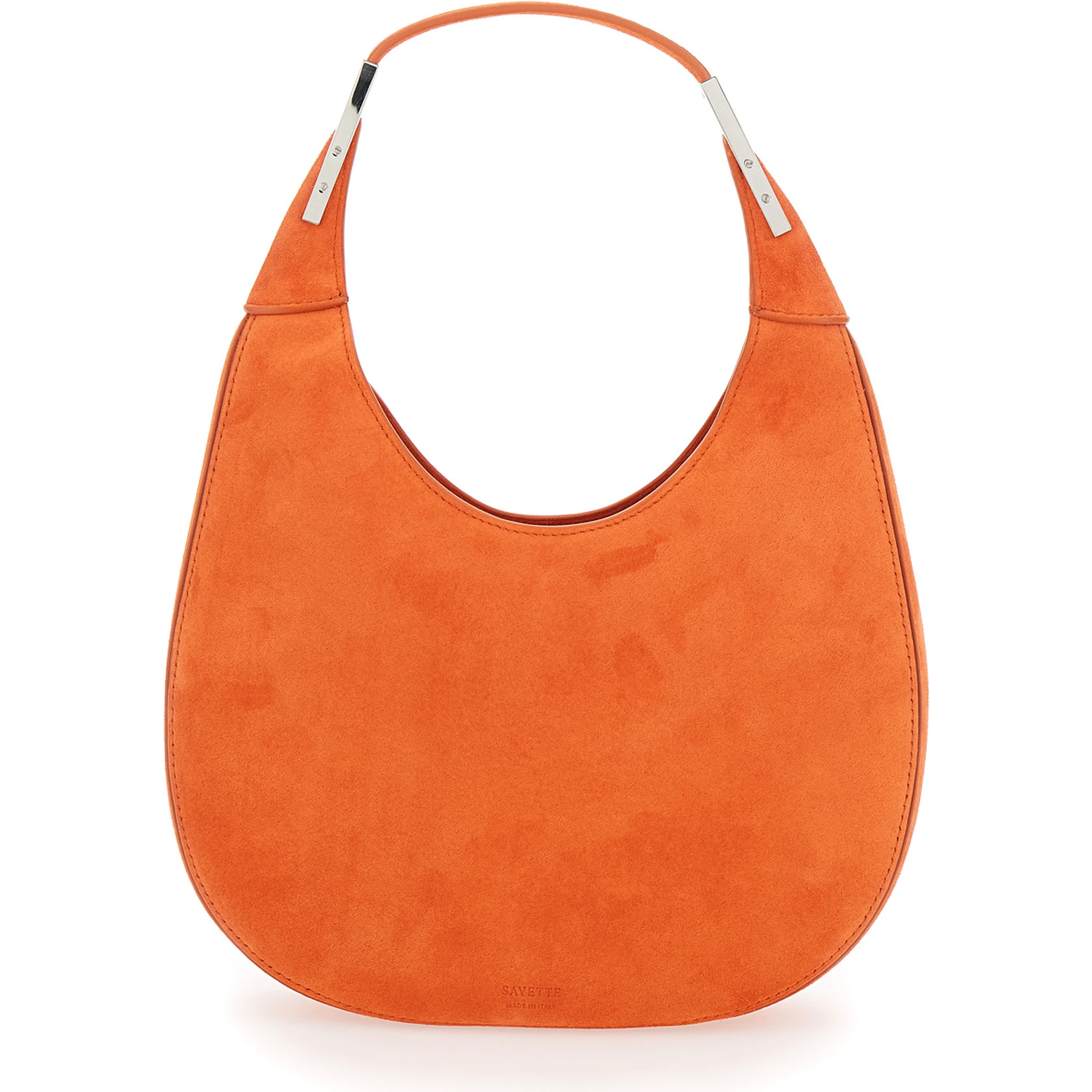 Florence Small Orange Shoulder Bag with Open Top in Suede Woman