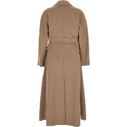 Enzo Beige Coat with Wide Notched Revers in Virgin Wool Woman