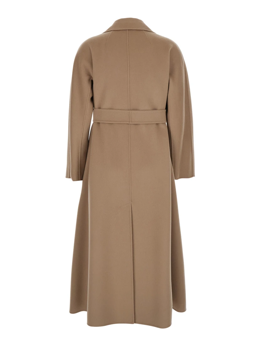 Enzo Beige Coat with Wide Notched Revers in Virgin Wool Woman