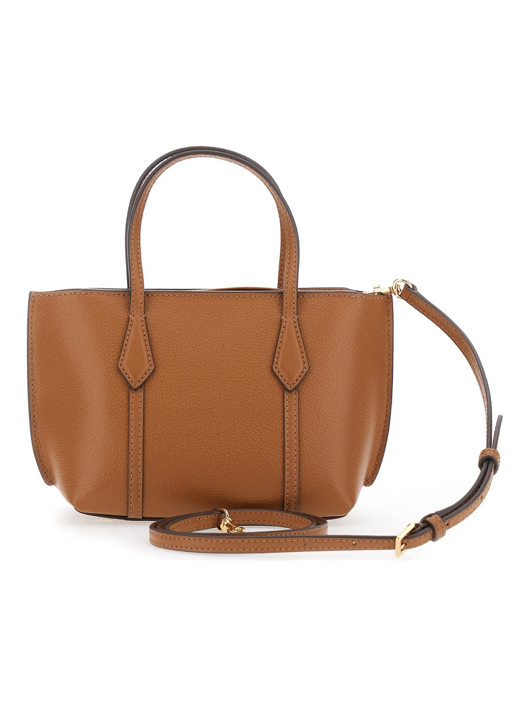 Perry Brown Handbag with Adjustable and Removable Shoulder Strap and Embossed Logo Lettering on the Front in Grained Leather Woman alternative