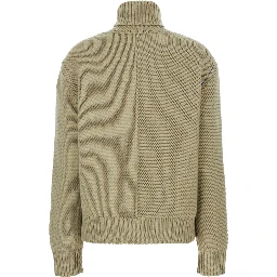 Beige High Neck Sweater with EKD Motif in Cashmere Woman