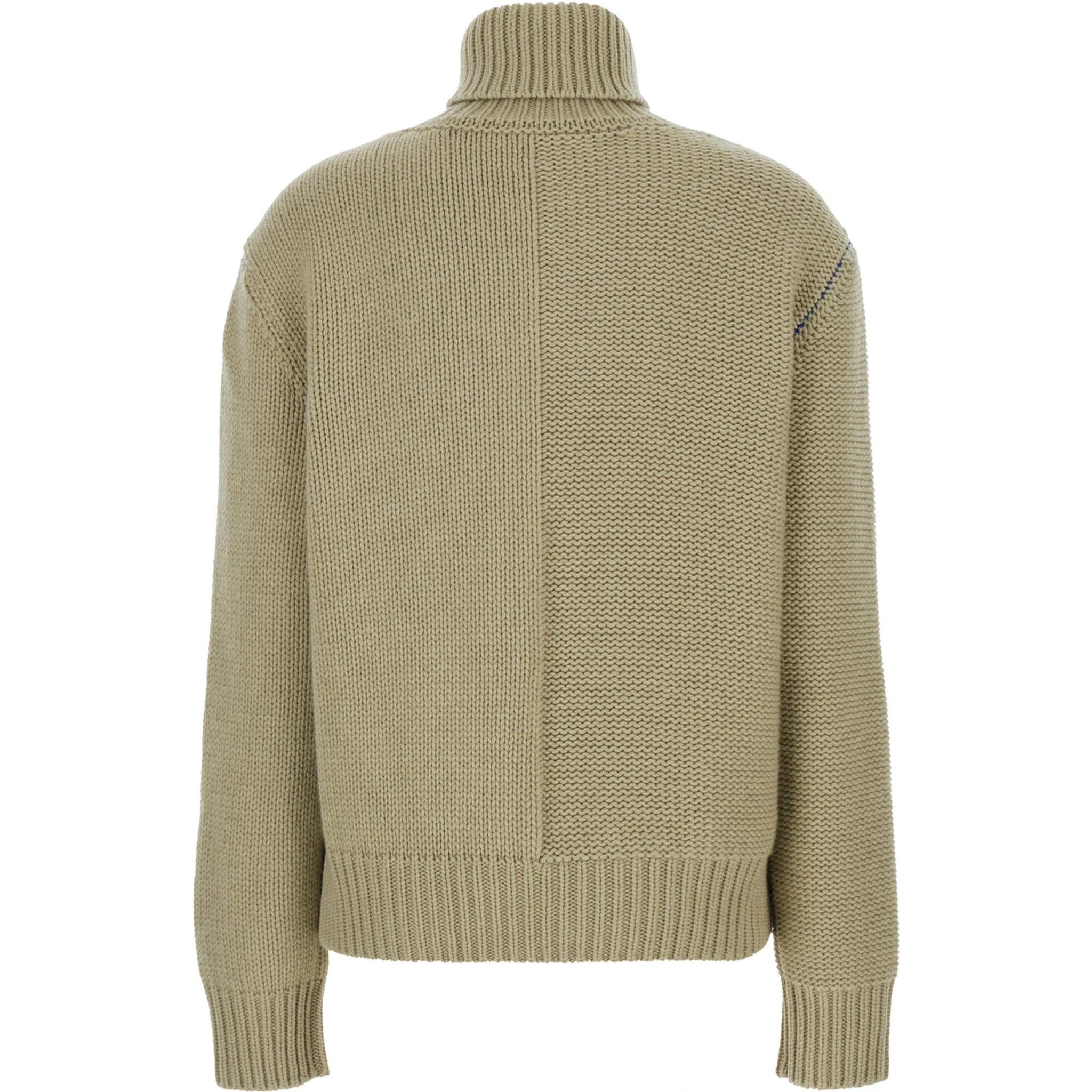 Beige High Neck Sweater with EKD Motif in Cashmere Woman