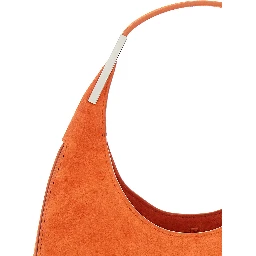 Florence Small Orange Shoulder Bag with Open Top in Suede Woman