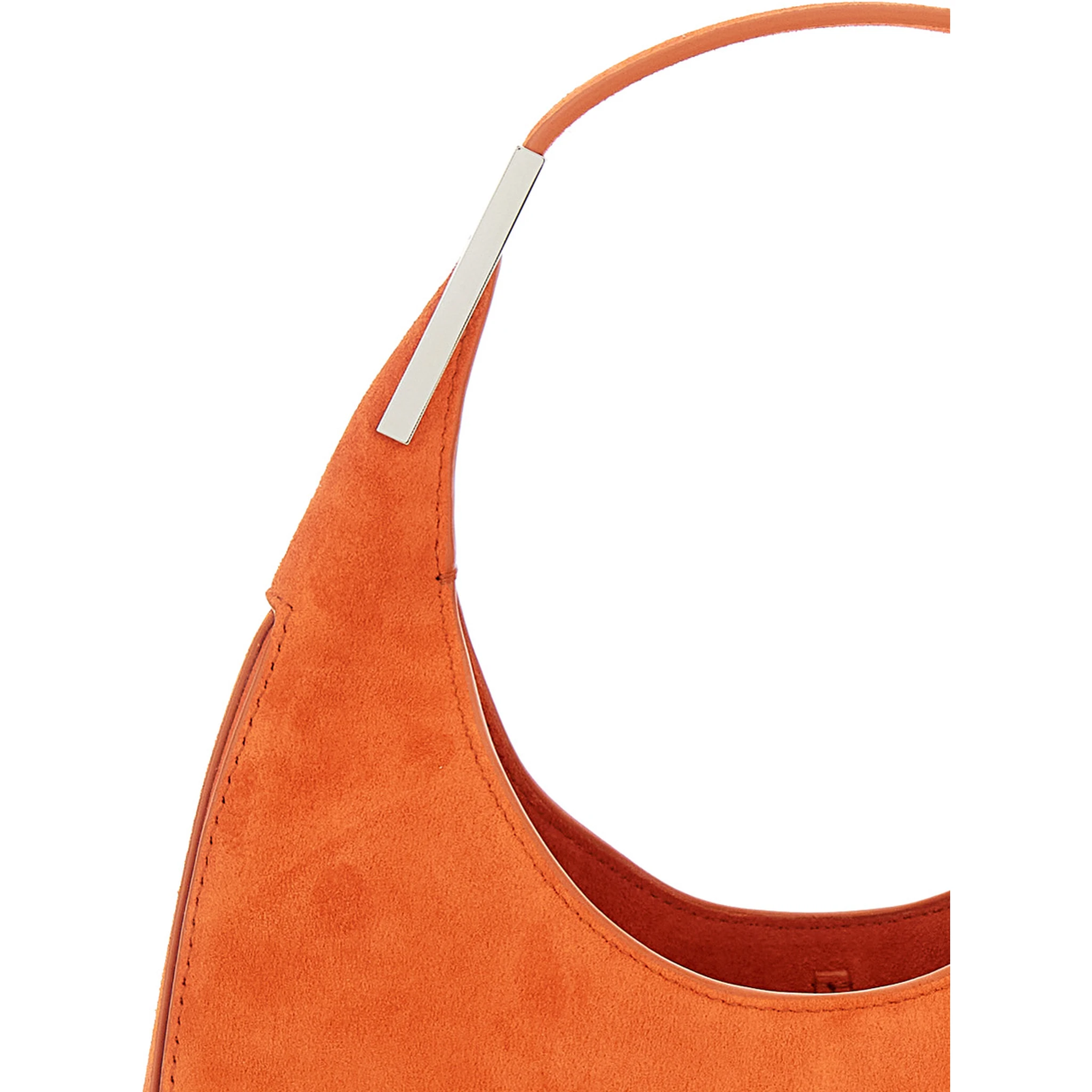 Florence Small Orange Shoulder Bag with Open Top in Suede Woman