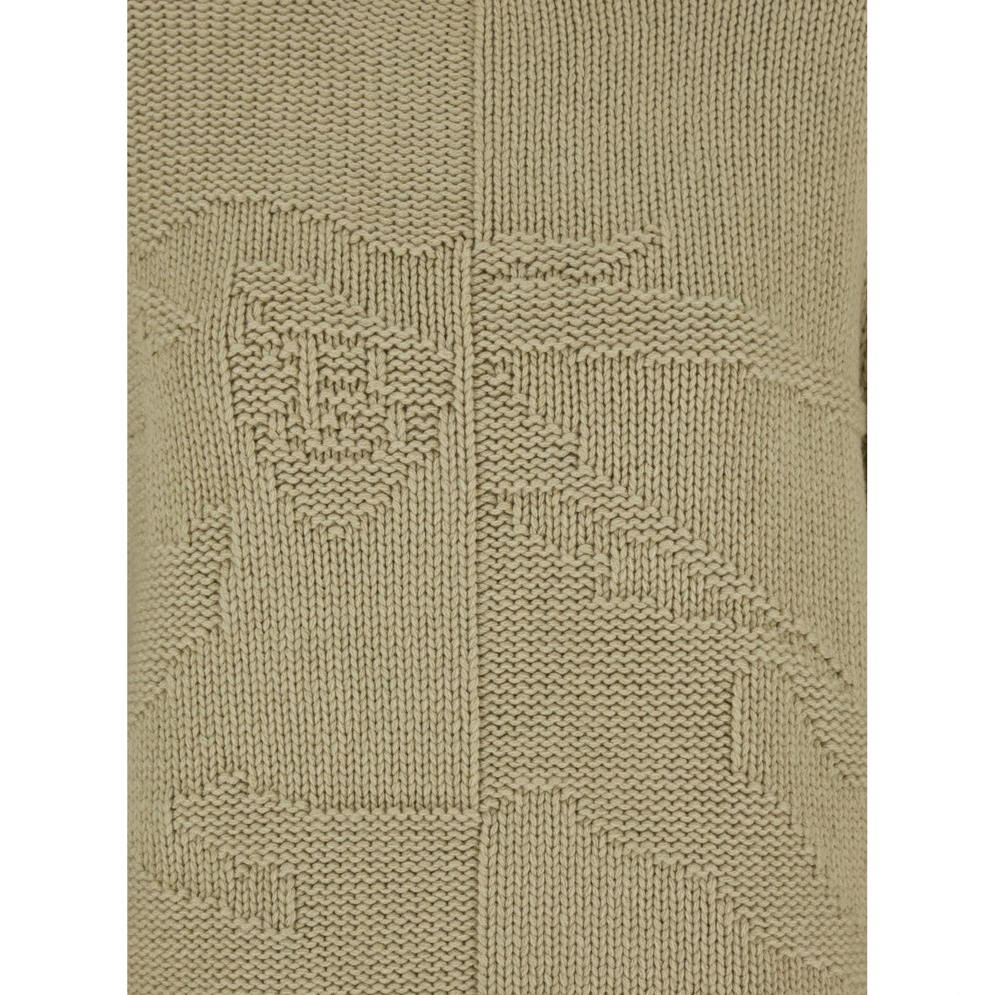 Beige High Neck Sweater with EKD Motif in Cashmere Woman