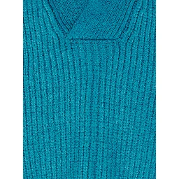 Light Blue Pullover with V Neck in Silk Blend Knit Man