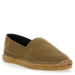Brown Espadrilles with Tonal Cassandre Embroidery on the Side and Almond Toe in Cotton Man
