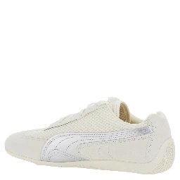 Speedcat Beige Low Top Sneakers with Logo Patch on the Tongue and Formstrip Logo Detail on the Sidei n Leather and Mesh Unisex