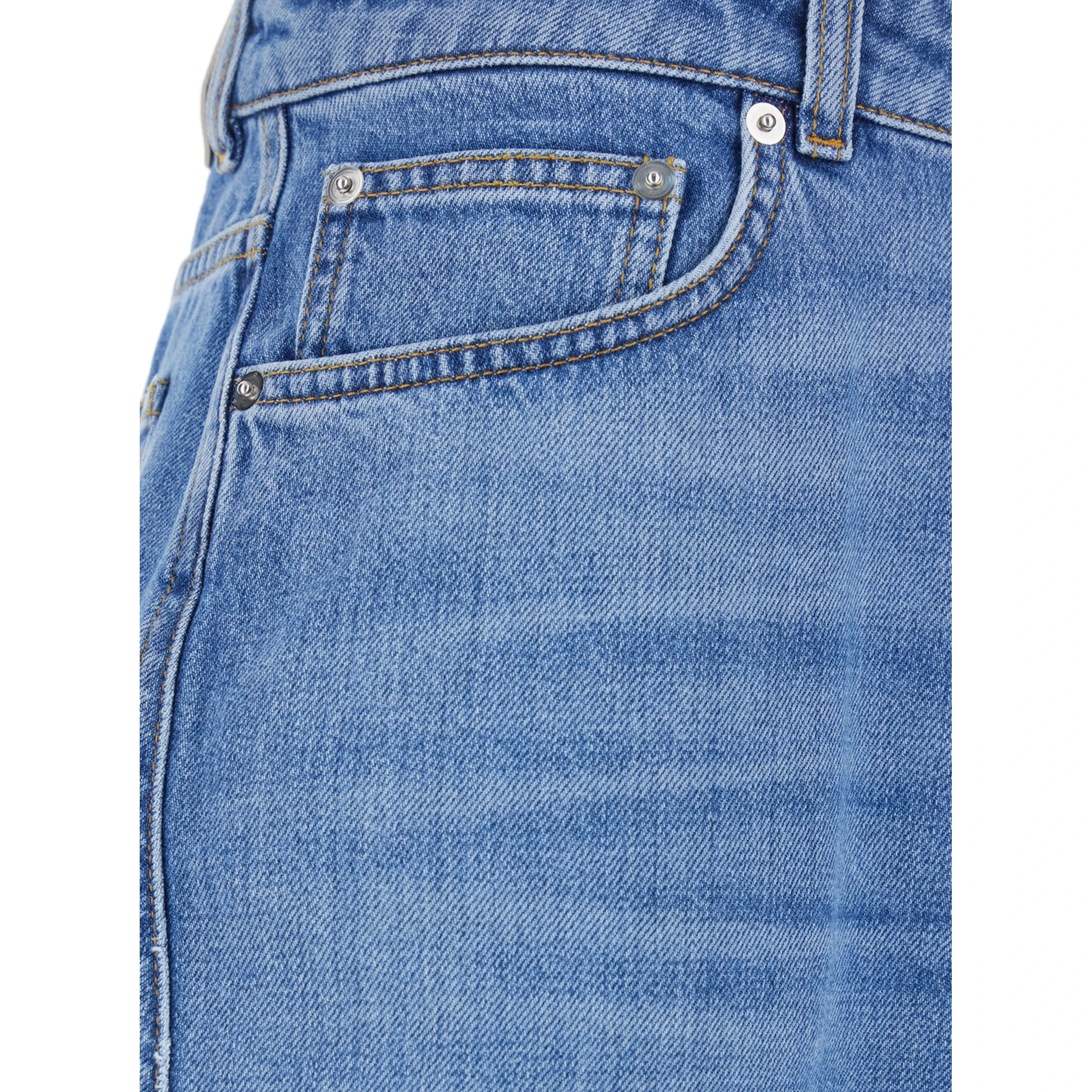 Blue Jeans with Logo Patch on the Rear and Wide Leg in Denim Woman