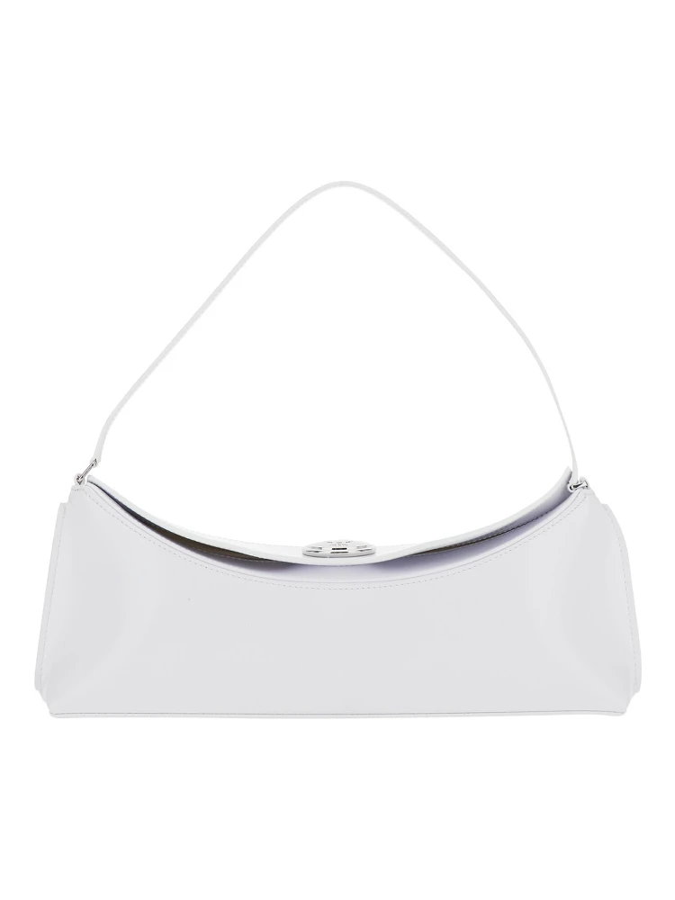 Le Calisso White Shoulder Bag with Engraved Snap Button in Leather Woman