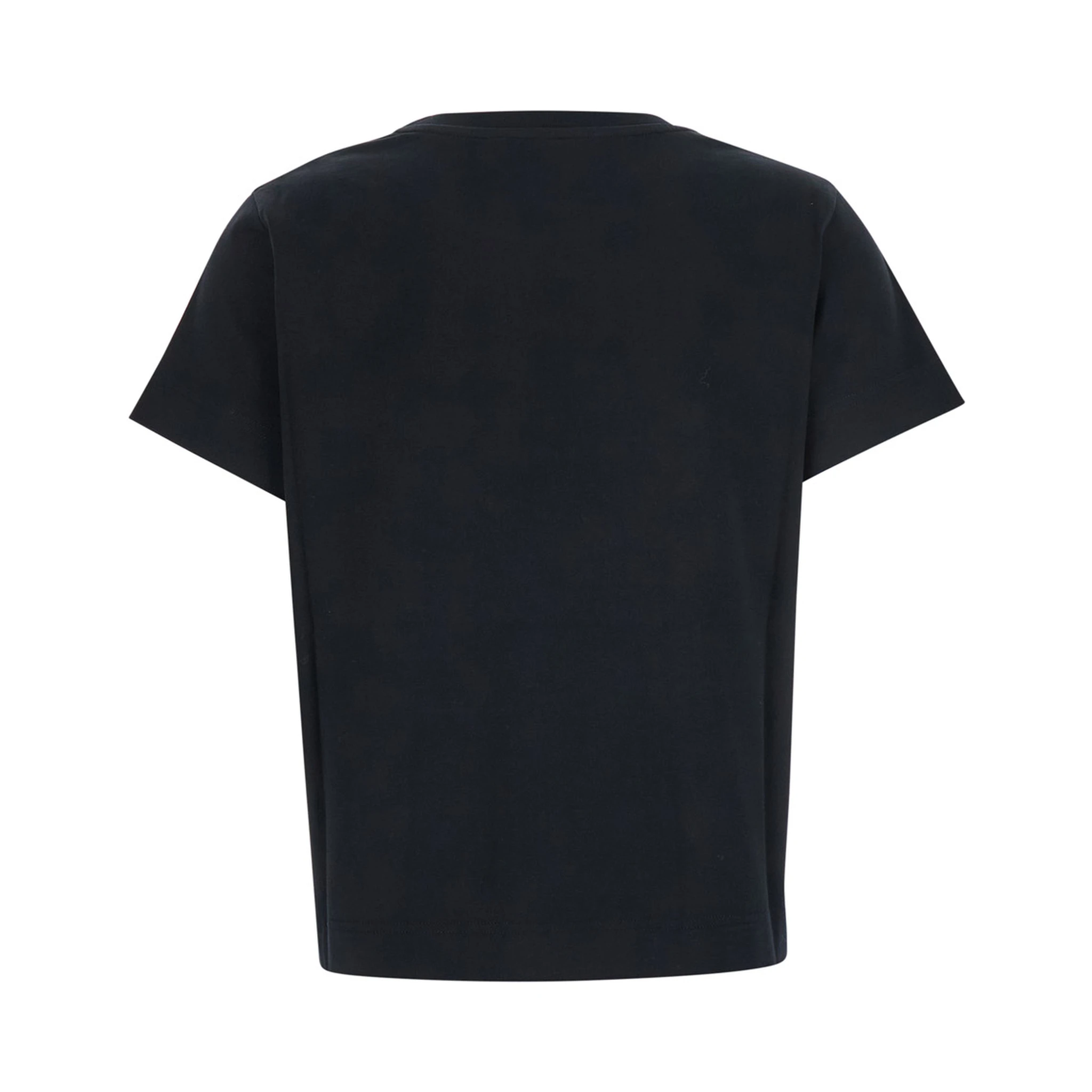 Black T-Shirt with Lettering Logo on the Front in Cotton Woman