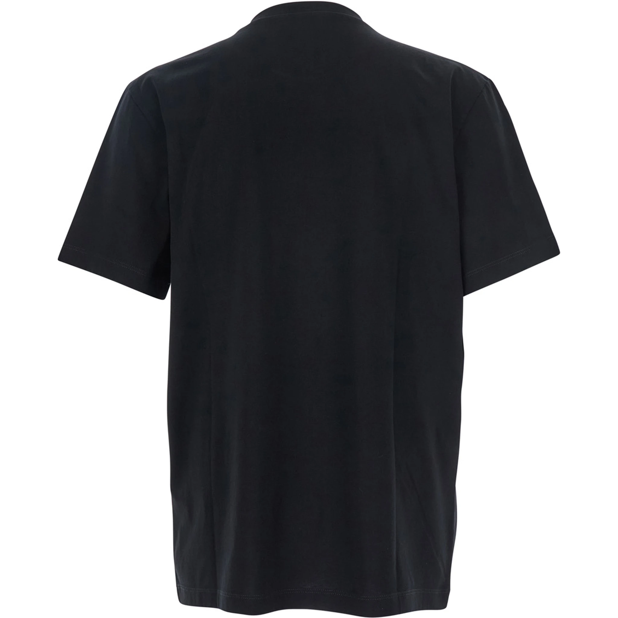Black Crewneck T-Shirt with Logo Lettering on the Front in Cotton Man