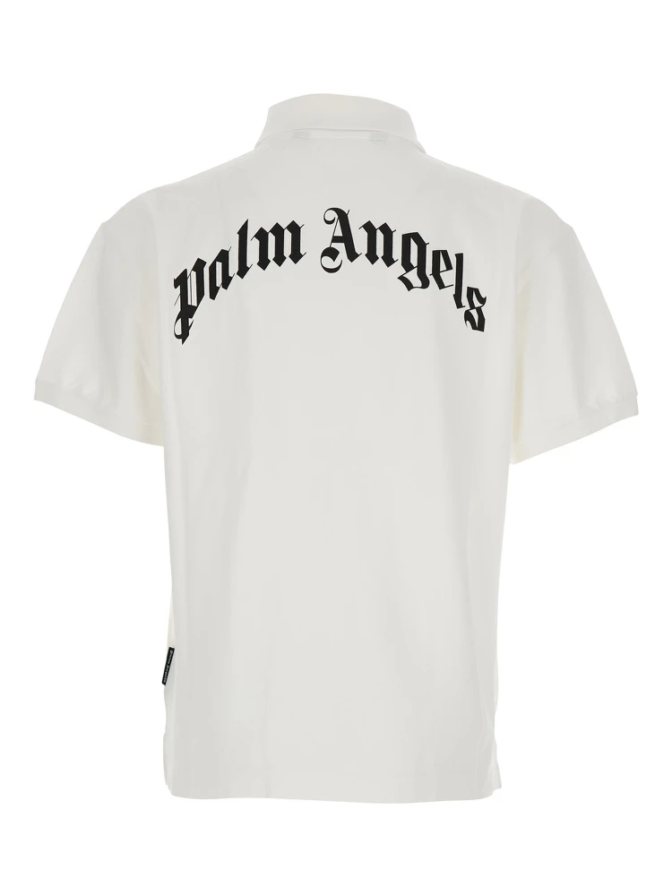 White Polo Shirt with Logo Lettering on Front and Rear in Cotton Piquet Man alternative