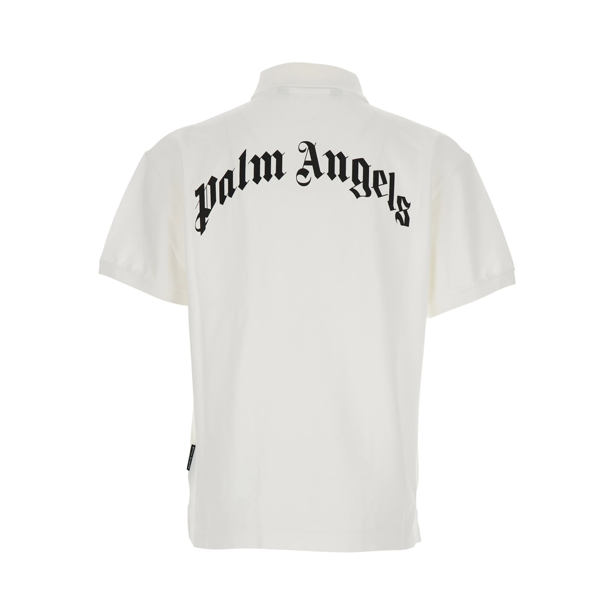 White Polo Shirt with Logo Lettering on Front and Rear in Cotton Piquet Man