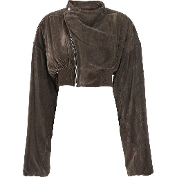 Hollywood Cropped Jacket with Front Zip Closure in Viscose Blend Woman