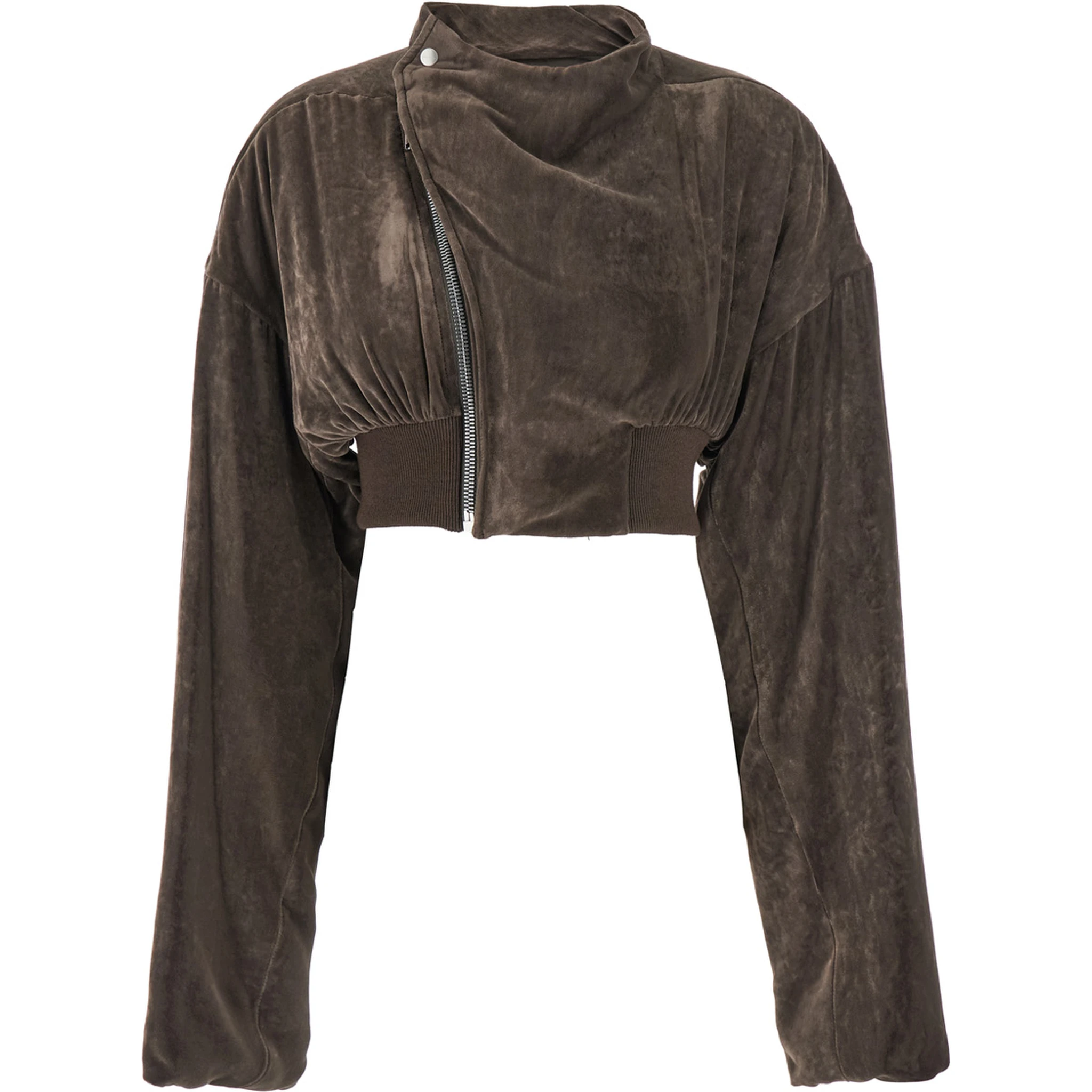 Hollywood Cropped Jacket with Front Zip Closure in Viscose Blend Woman