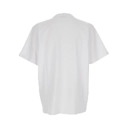 White T-Shirt with Logo on the Front in Cotton Man