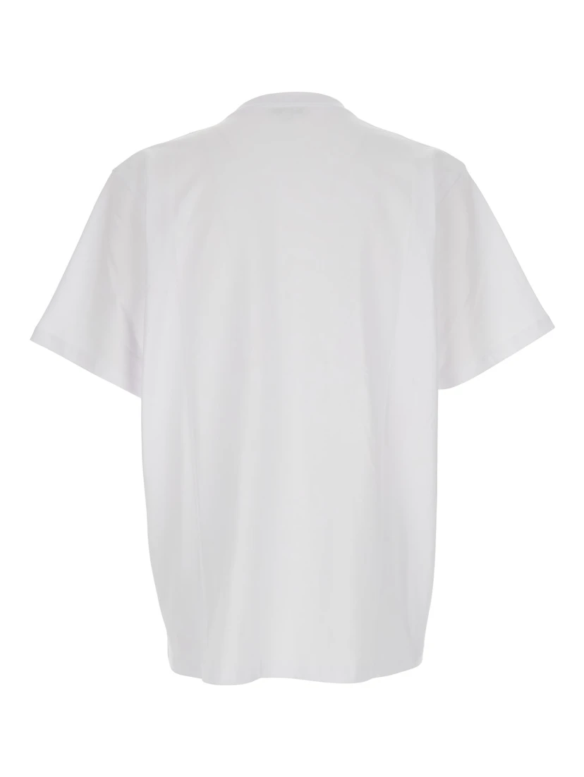 White T-Shirt with Logo on the Front in Cotton Man