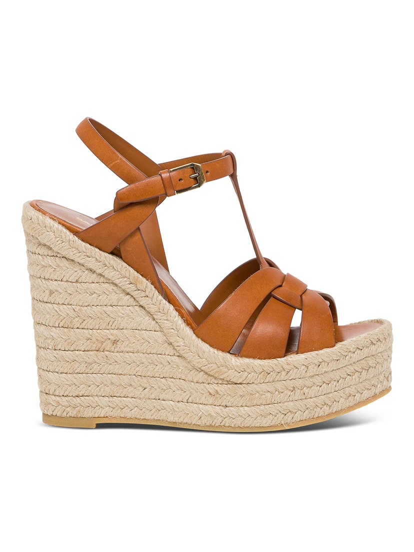 Saint Laurent Womans Tribute Leather Espadrilles