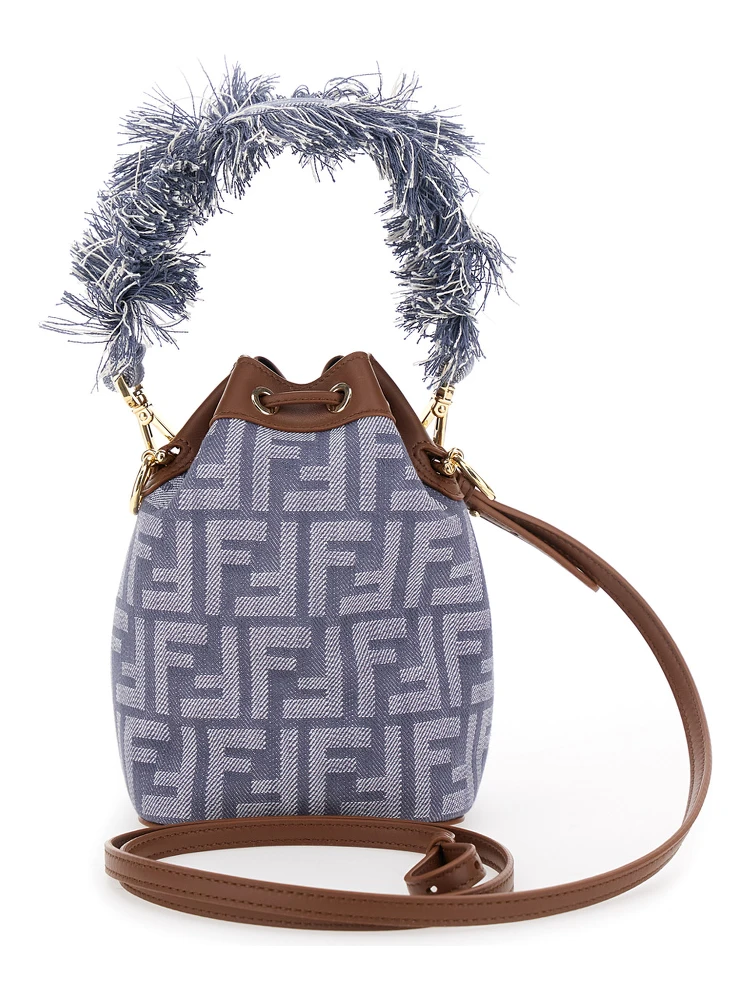 Mon Tresor Blue Mini Handbag with Fringed Handle and Adjustable and Removable Shoulder Strap in Cotton Bòemd Woman alternative