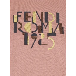 Pink Crewneck T-Shirt with Logo Detail on the Front in Cotton Woman
