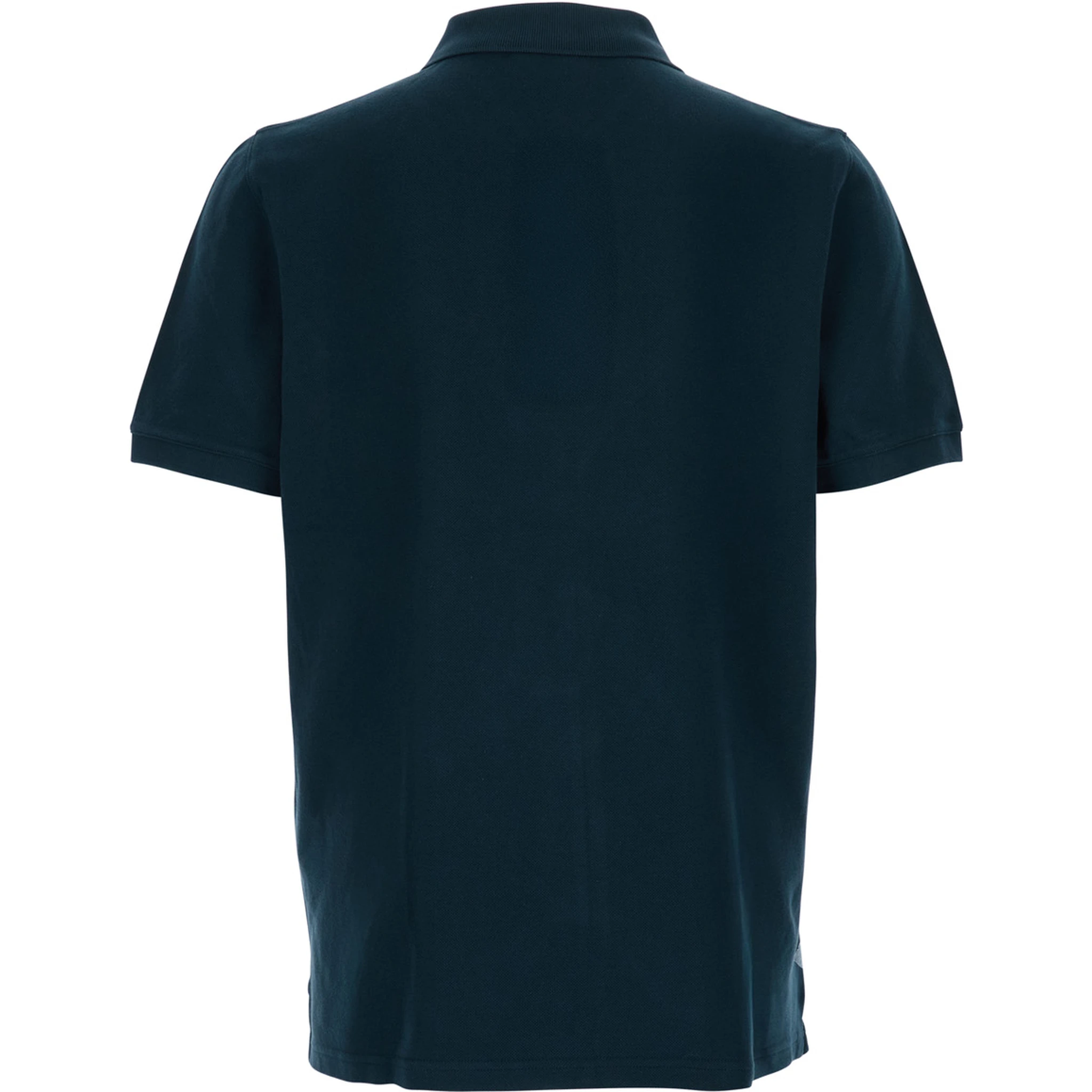 Blue Polo Shirt with Classic Collar and Logo Patch on the Front in Cotton Man