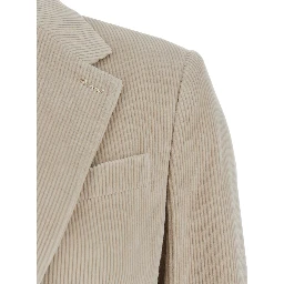 Kuban Beige Single-Breasted Jacket with Notched Revers in Cotton Blend Woman