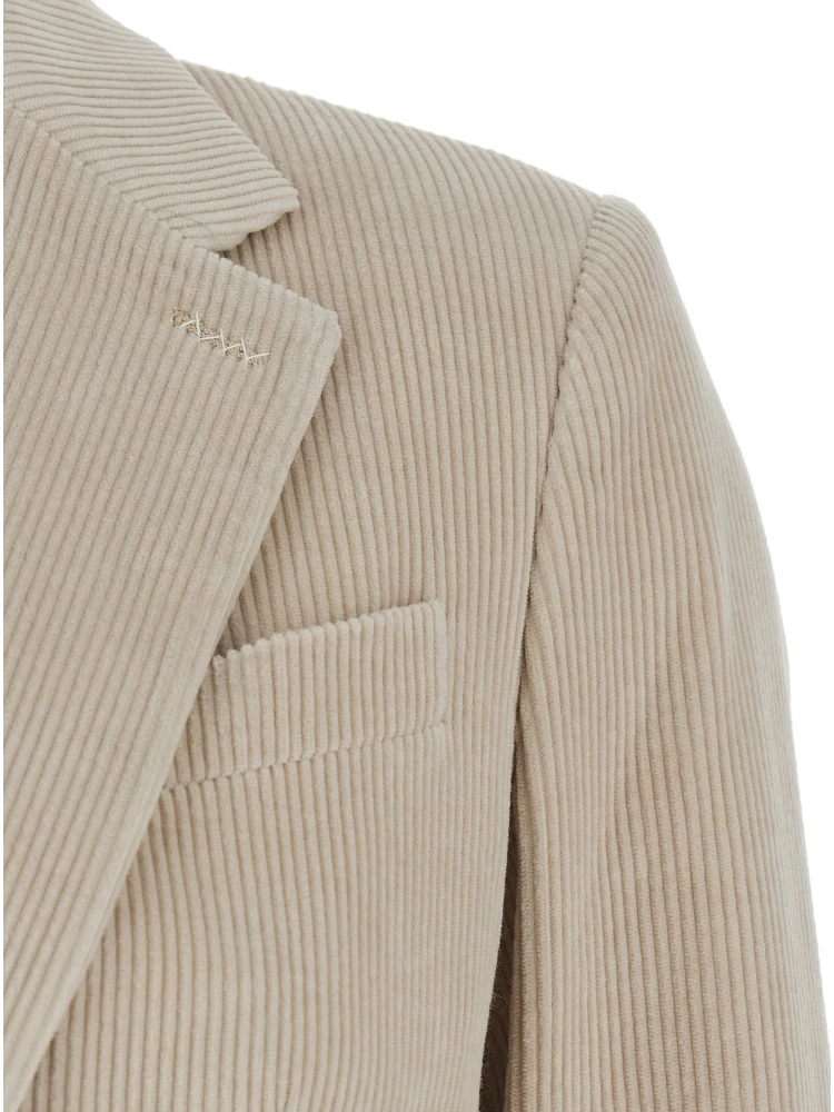 Kuban Beige Single-Breasted Jacket with Notched Revers in Cotton Blend Woman alternative