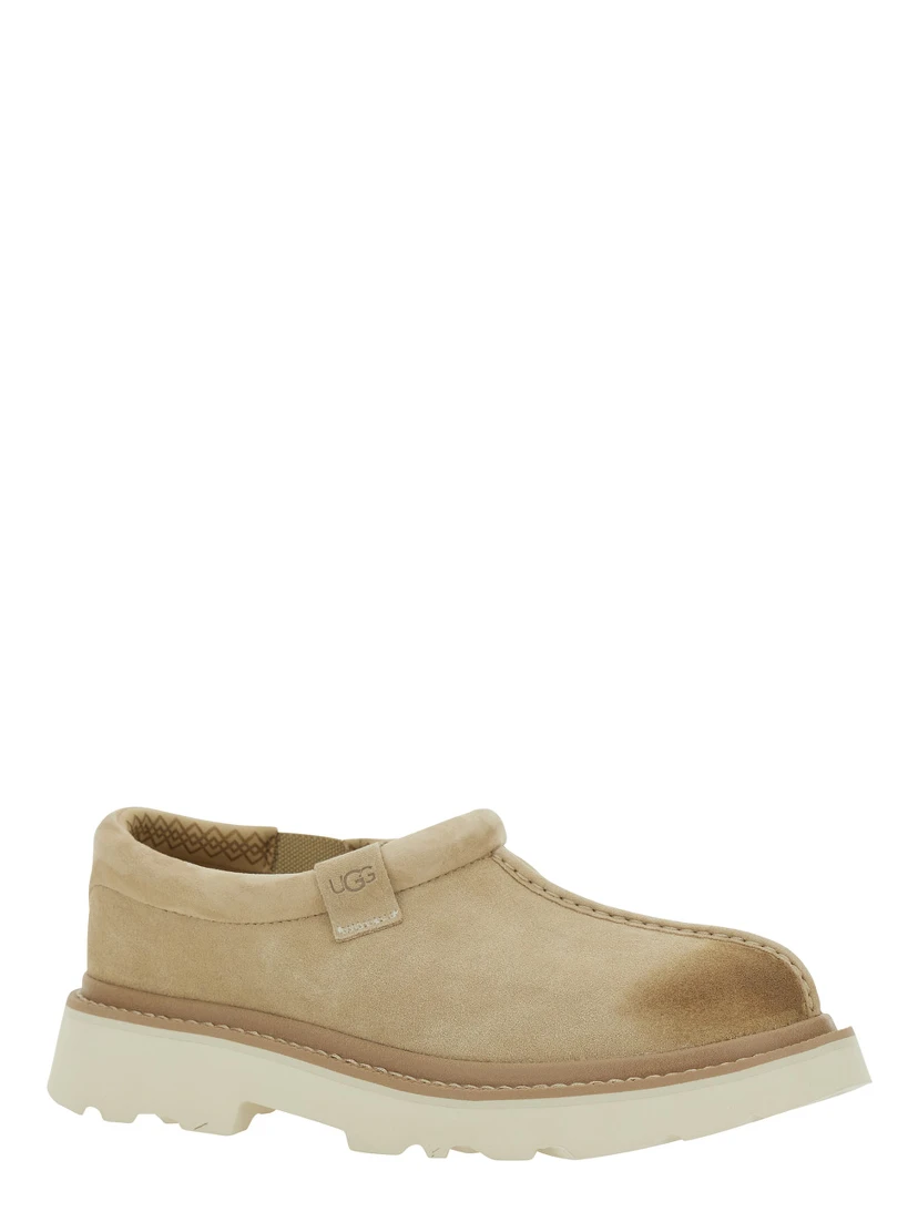 Tasman Beige Mule with Raised Sole in Suede Man