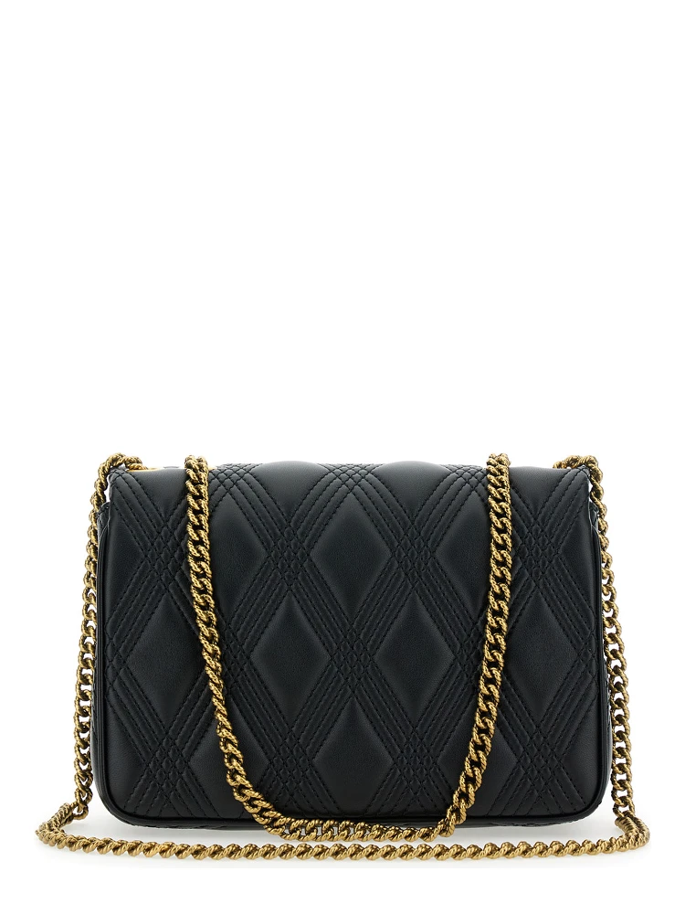 Quiltie 67 Black Shoulder Bag with VLogo Metallic Plate on the Front in Quilted Leather Woman alternative