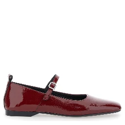 Delia Red Ballerinas with Adjustable Strap in Shiny Leather Woman