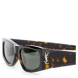 نظارة شمسية YSL SL M140 بنية اللون مع إطار Cassandre من الأسيتات بلون صدفة السلحفاة، للنساء
