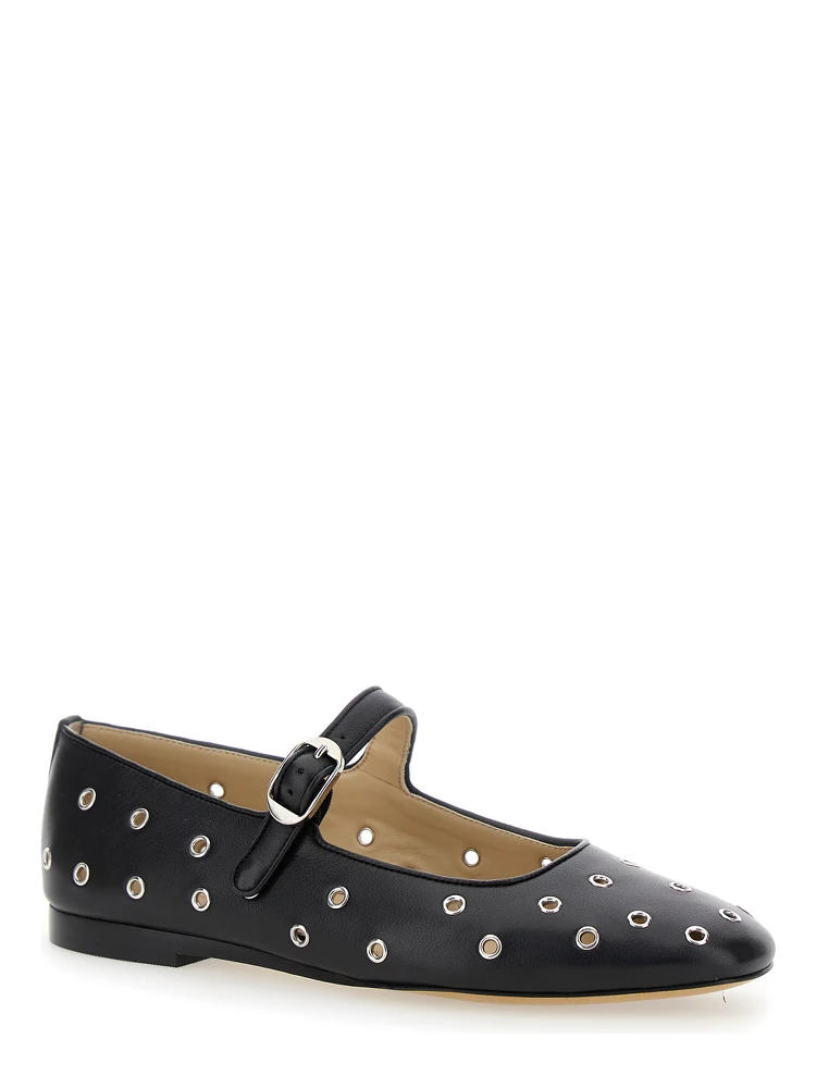 Mary Jane Black Ballerinas with Eyelets in Leather Woman alternative