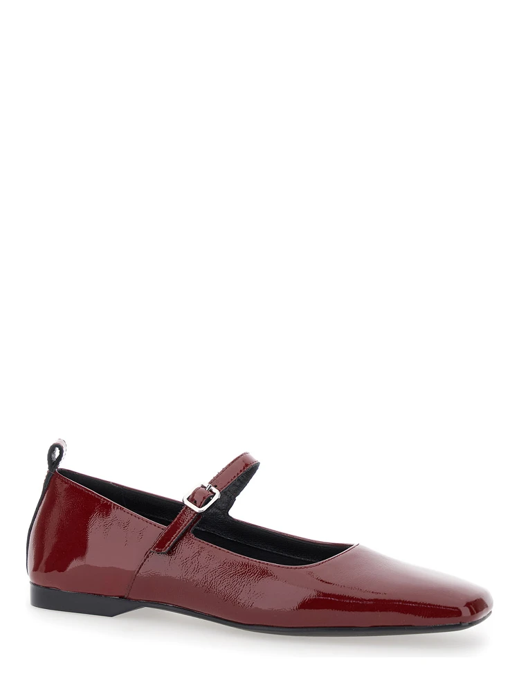 Delia Red Ballerinas with Adjustable Strap in Shiny Leather Woman alternative