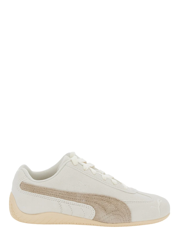 Speedcat White Sneakers with Logo Print on the Side and Logo Lettering on the Side in Suede Unisex