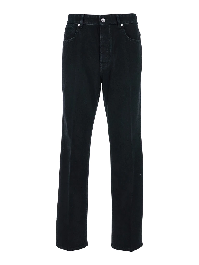 Black Jeans with Belt Loops in Denim Man