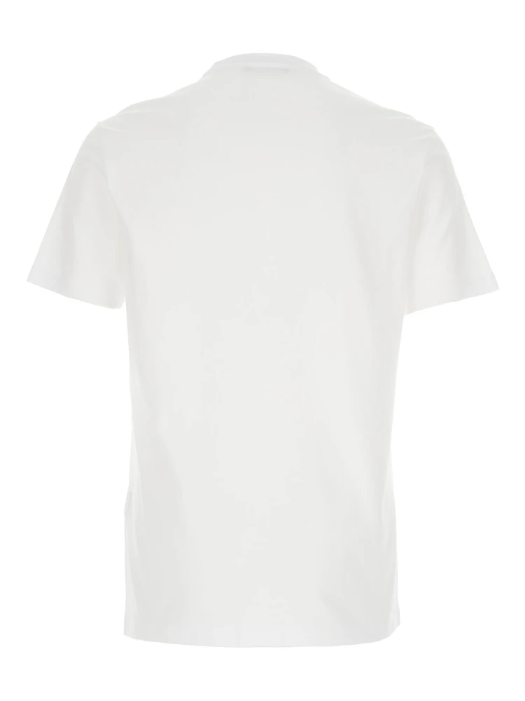 White Crewneck T-Shirt with Medusa Embroidery on the Front in Cotton Man alternative