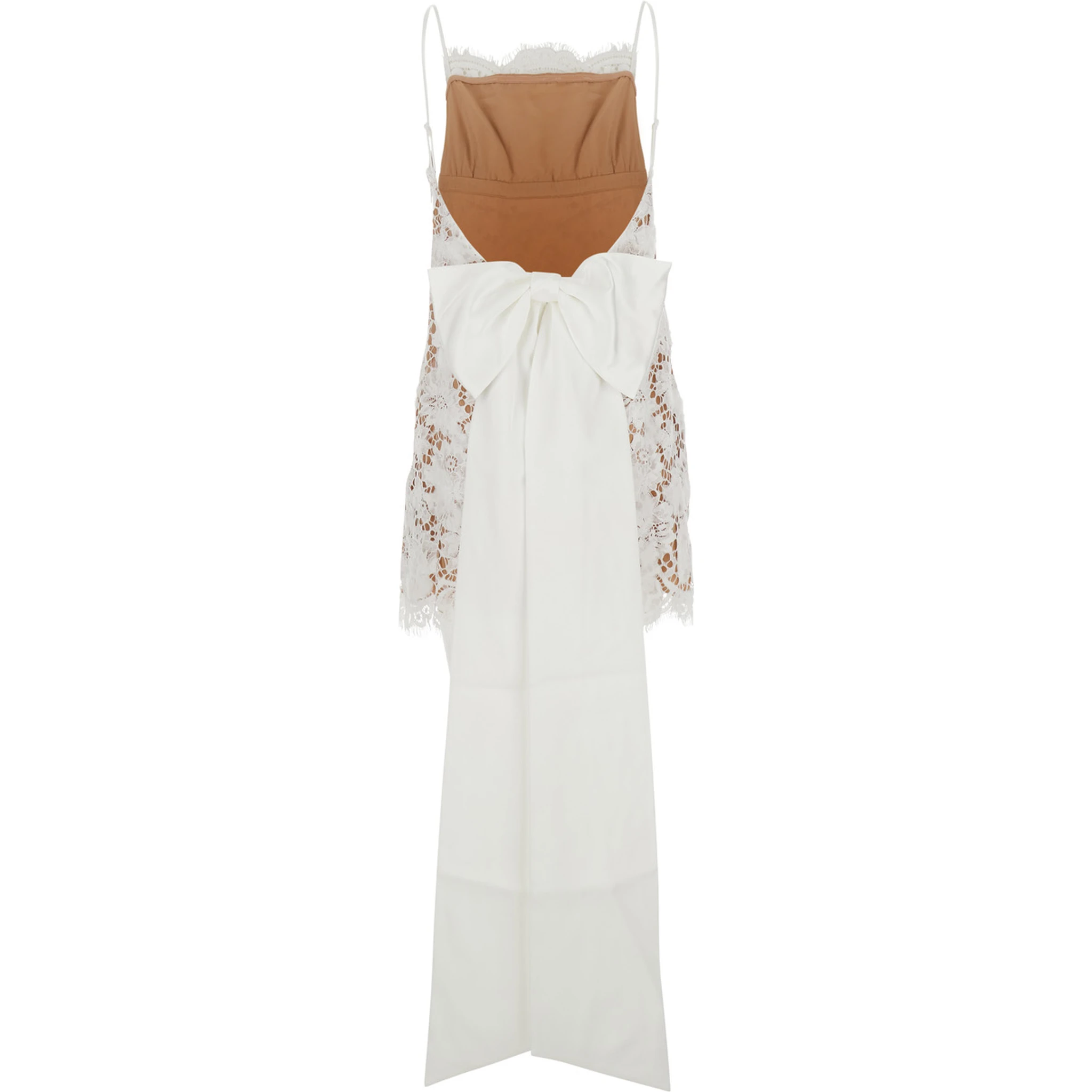 White Sleeveless Mini Dress with Floral Lace Embroidery and Scallop Hem in Cotton Blend Woman