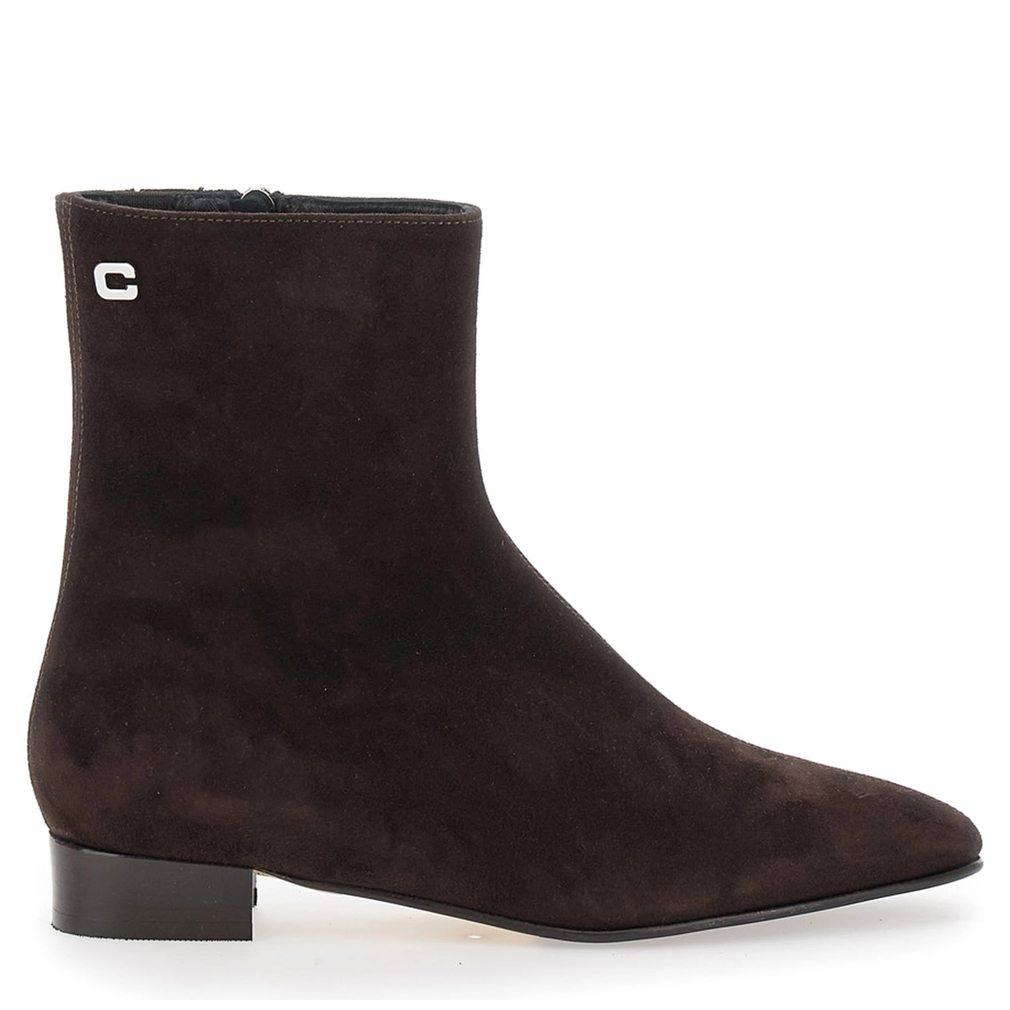 Aiglon Brown Boots with Logo Embroidery on the Side and Zip Closure on the Side in Suede Woman