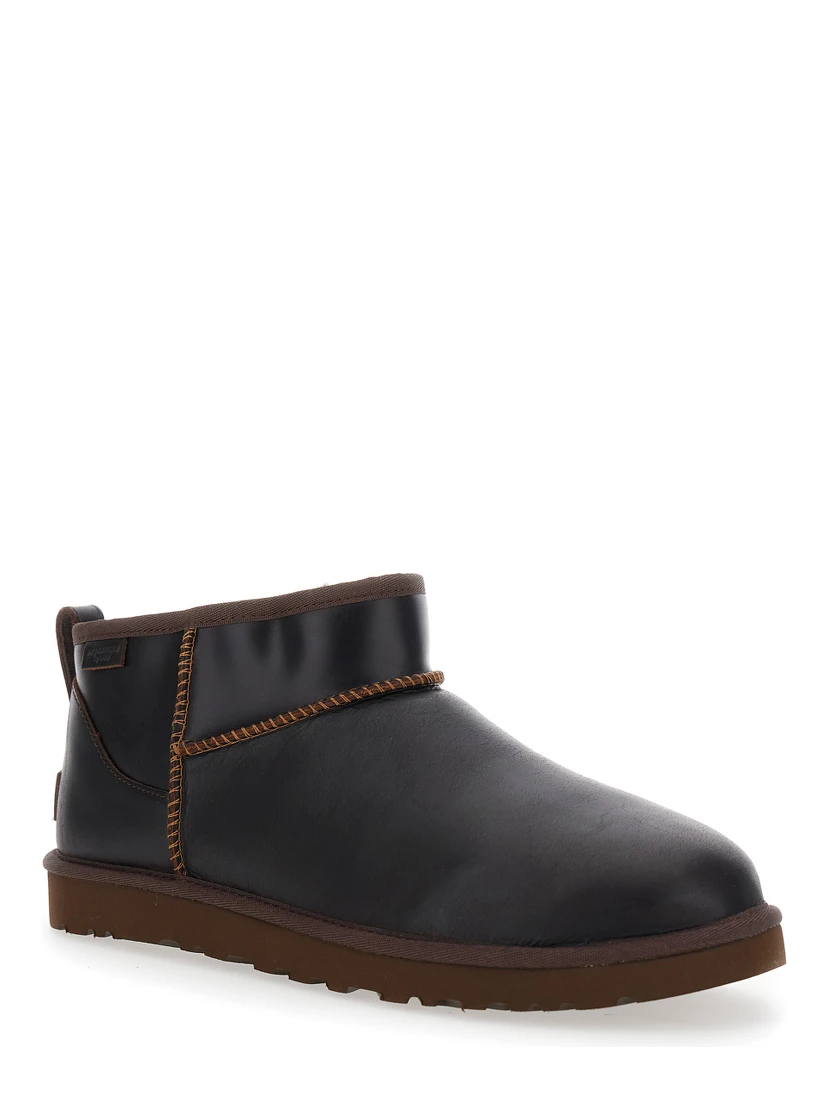 Classic Ultra Mini Brown Boots in Leather Man