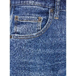 Blue Jeans with Ripped Details and Logo Patch on the Rear in Denim Man