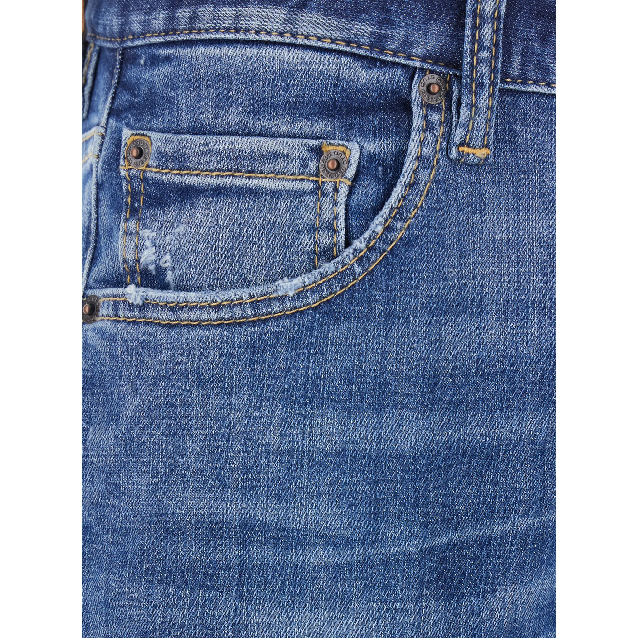 Blue Jeans with Ripped Details and Logo Patch on the Rear in Denim Man