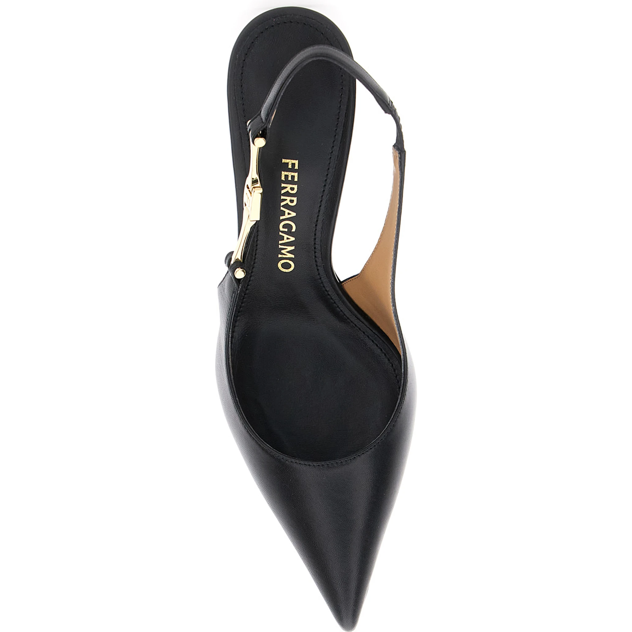 Tally Black Slingback Pumps with Medium Stiletto Heel in Leather Woman