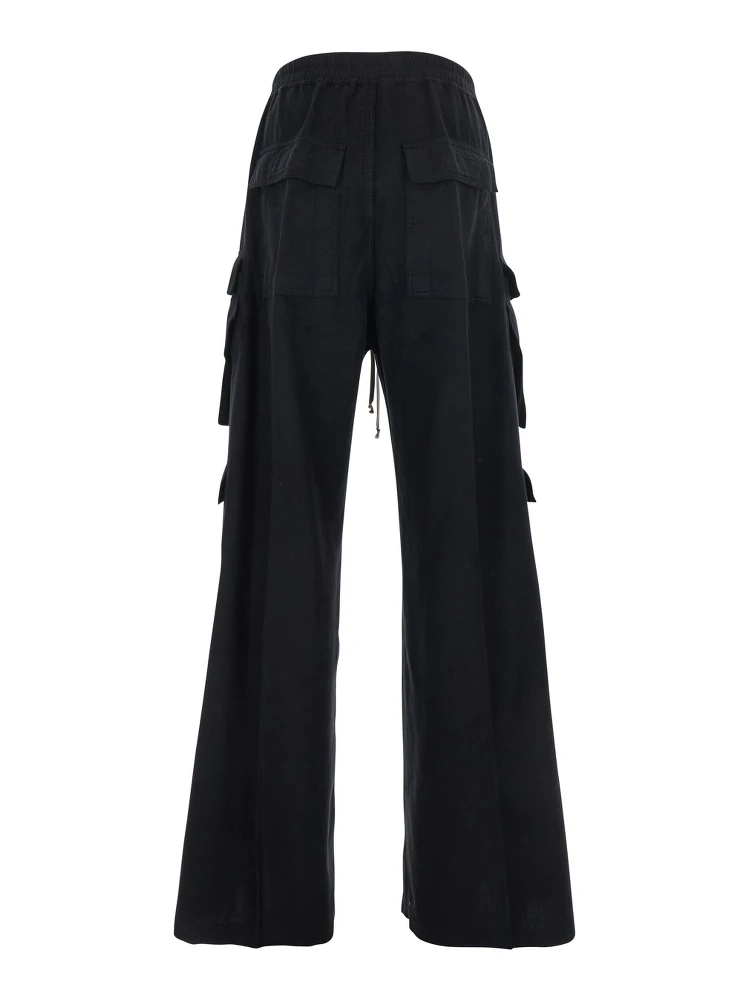 Cargo Belas Black Cargo Pants with Drawstring Waist and Cargo Pockets in Cotton Man alternative