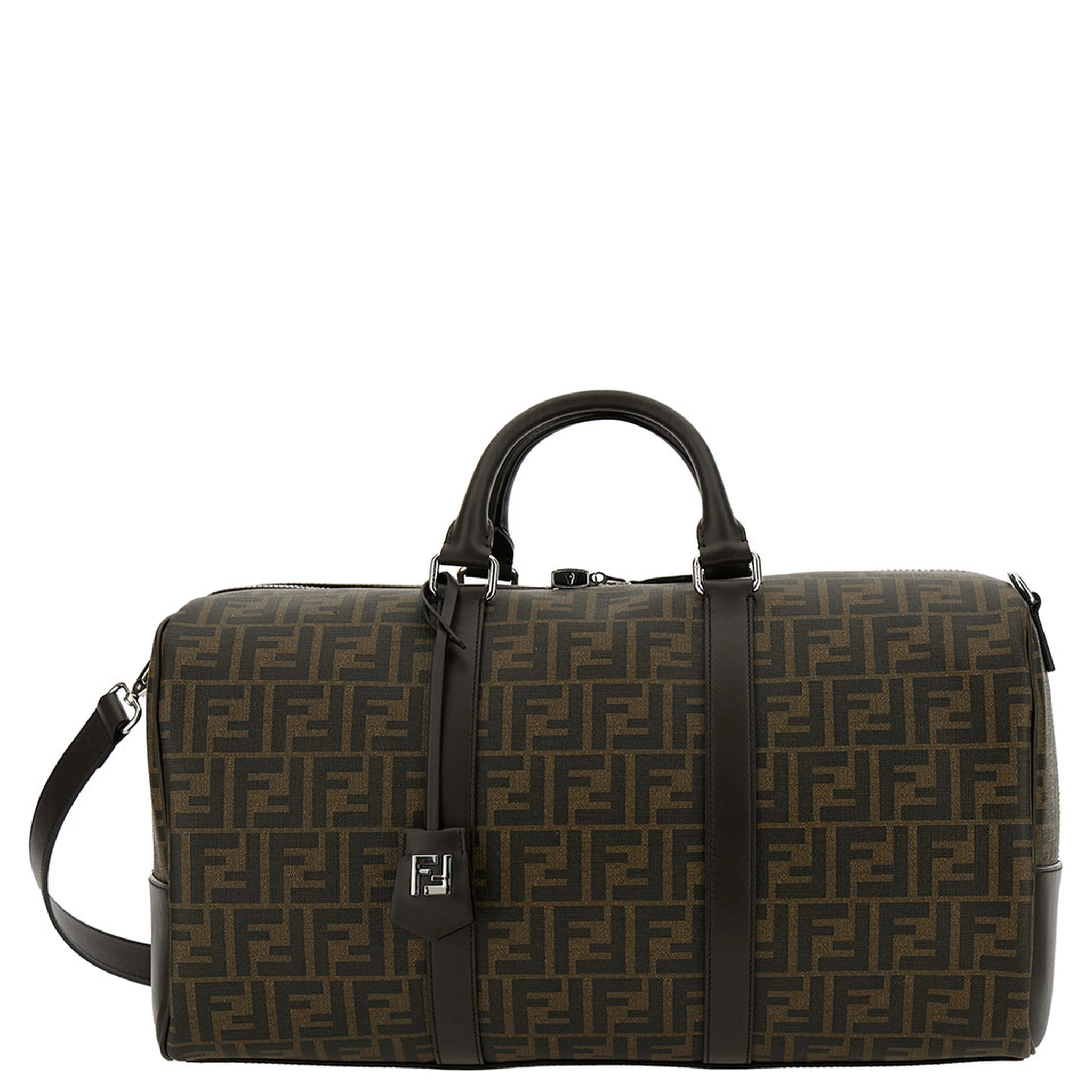 Large Duffle Brown Travel Bag with FF Motif in Fabric Man