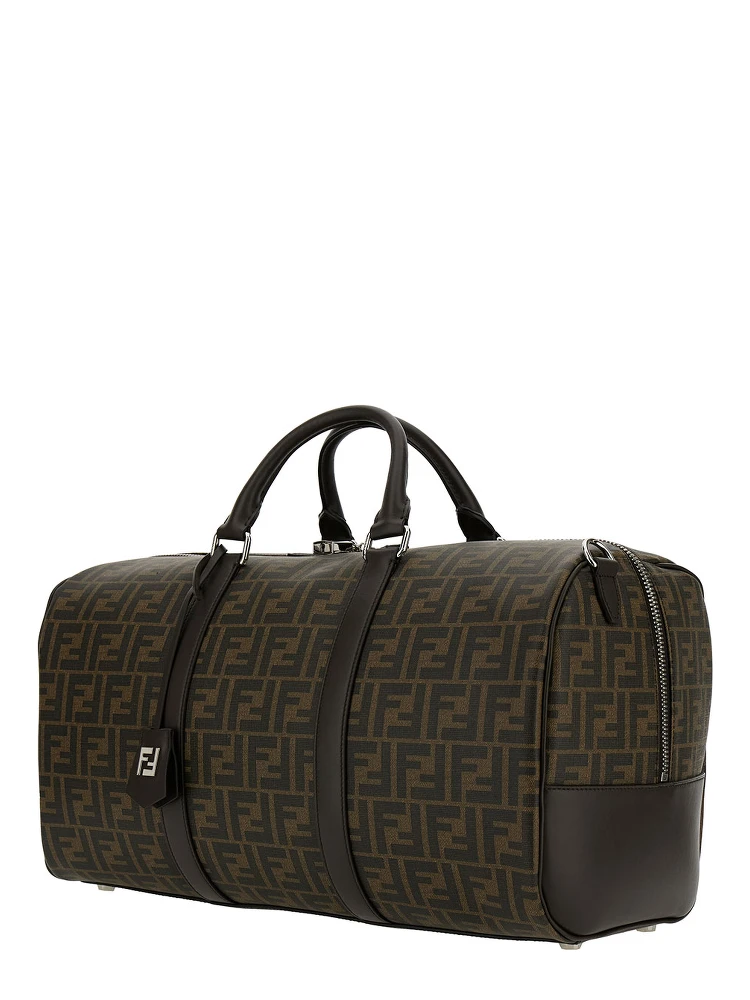 Large Duffle Brown Travel Bag with FF Motif in Fabric Man alternative