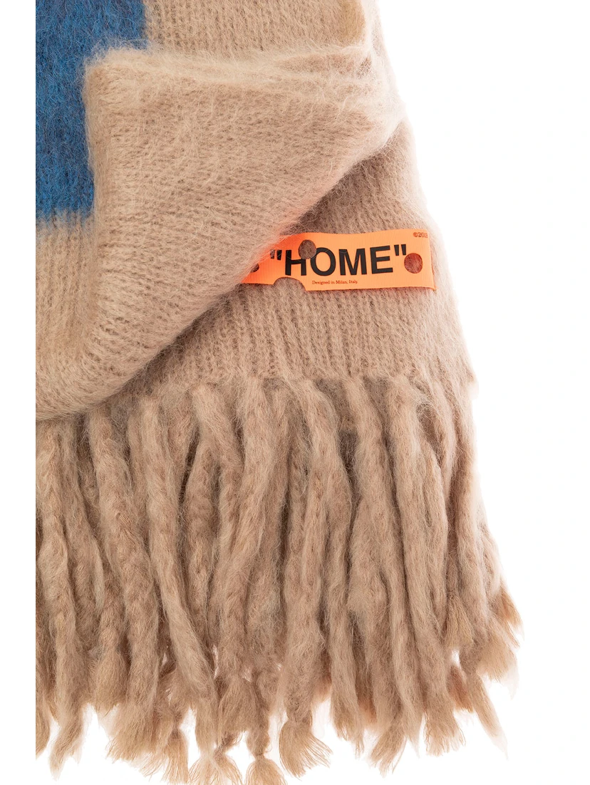 Beige Mohair Blanket with Arrow print Off White Home